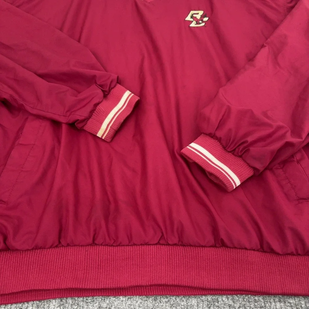 Vintage Boston College Reebok Pullover Jacket Mens XL Maroon Polyester V Neck